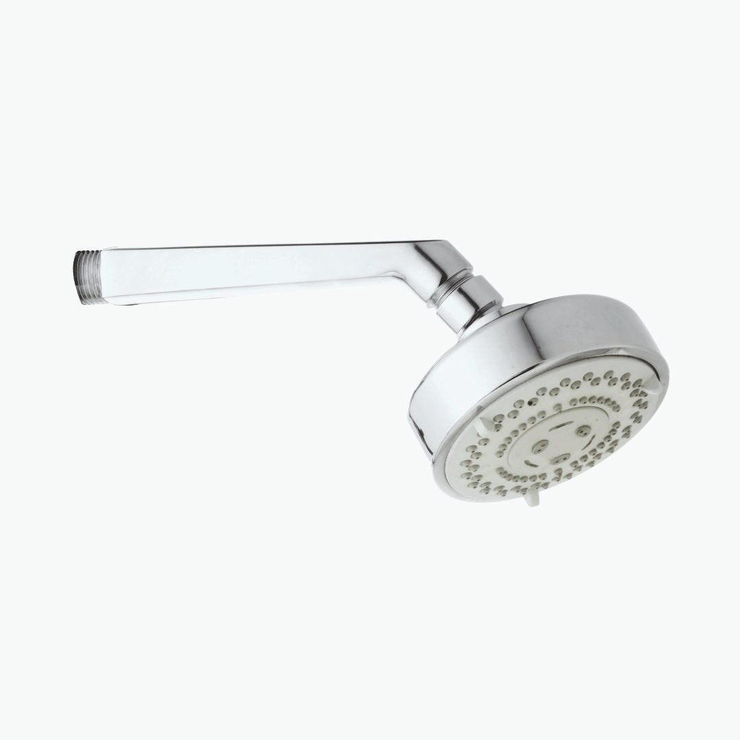 Luxury overhead shower for modern bathroom interiors.